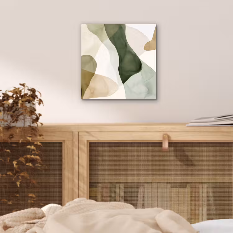 Aluminium schilderij - Abstracte Aquarel Vormen Groen — 4