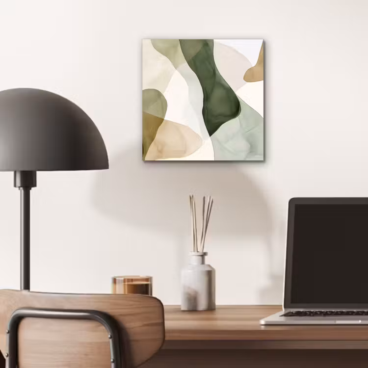 Aluminium schilderij - Abstracte Aquarel Vormen Groen — 6
