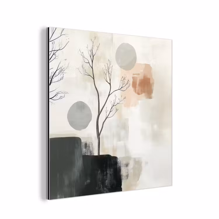 Aluminium schilderij - Abstracte Kale Bomen Cirkels