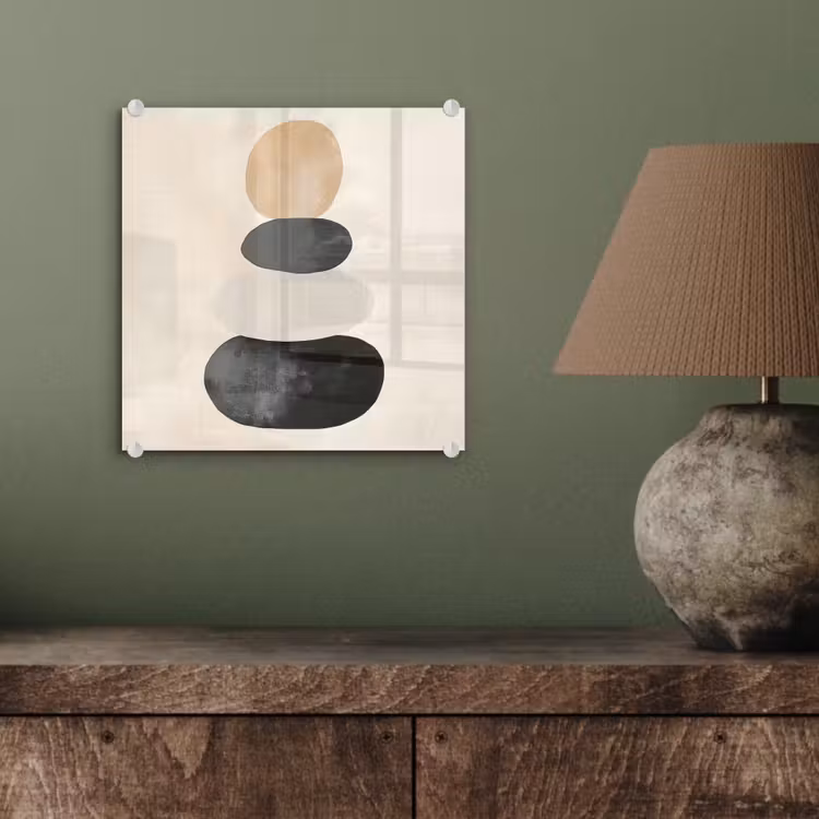 Glas schilderij - Gestapelde Stenen Beige — 4