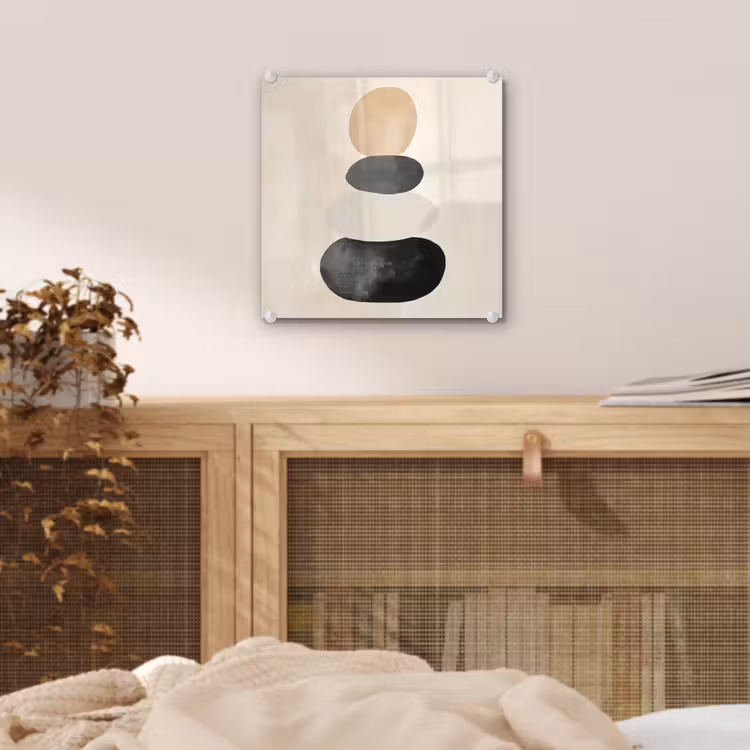 Glas schilderij - Gestapelde Stenen Beige — 5
