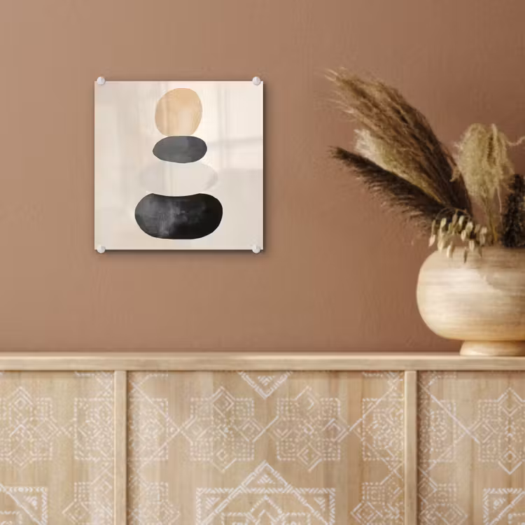 Glas schilderij - Gestapelde Stenen Beige — 6
