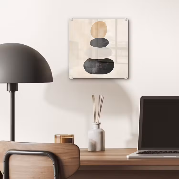 Glas schilderij - Gestapelde Stenen Beige — 7