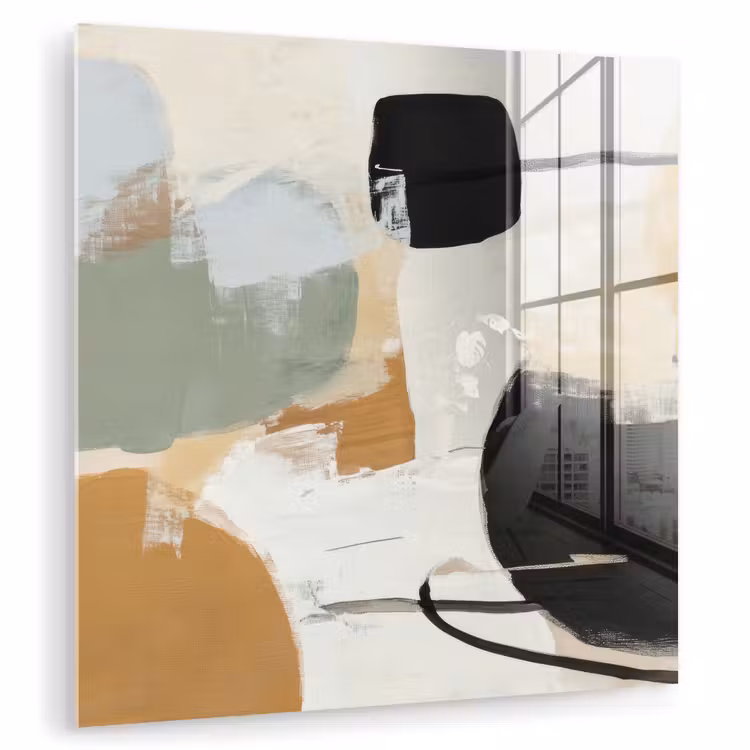 Glas schilderij - Abstracte Vormen Verfstreken