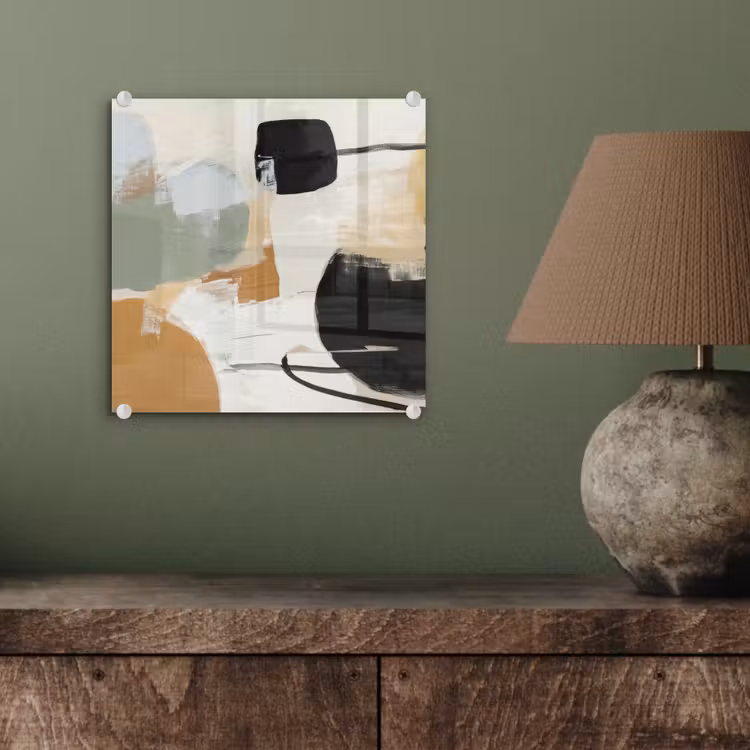 Glas schilderij - Abstracte Vormen Verfstreken — 4