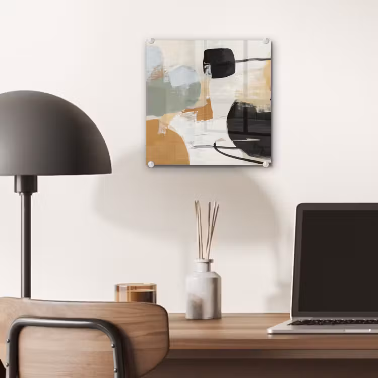 Glas schilderij - Abstracte Vormen Verfstreken — 7