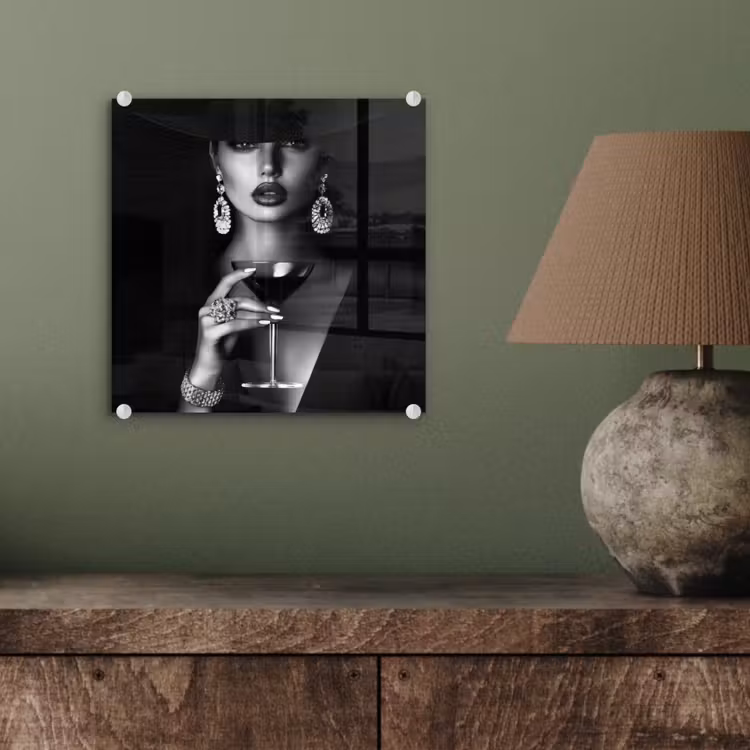 Glas schilderij - Vrouw - Cocktail - Chic — 4