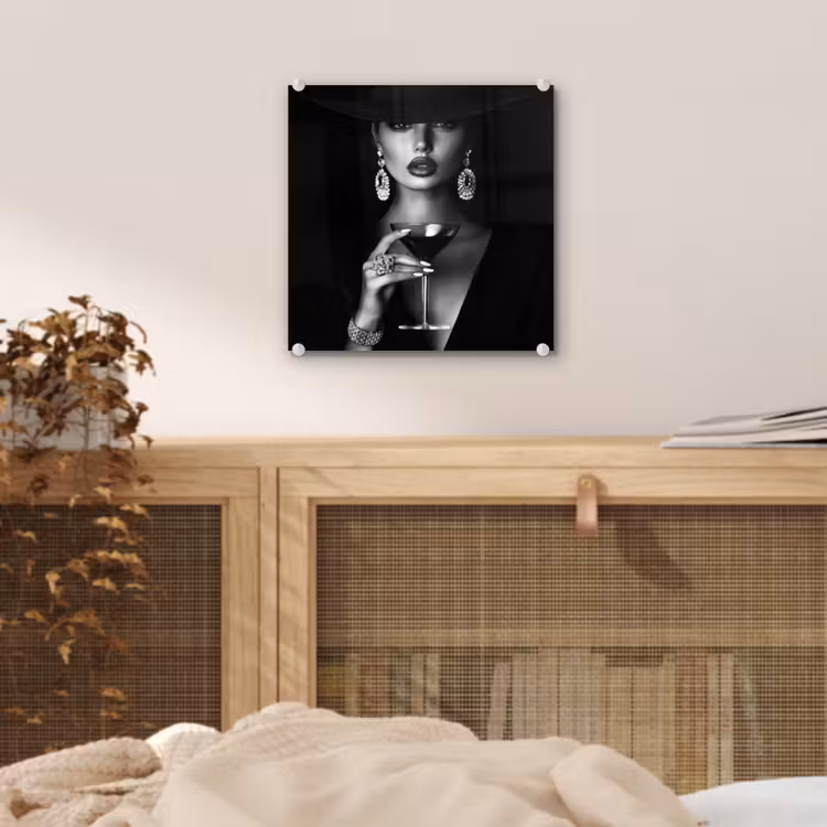 Glas schilderij - Vrouw - Cocktail - Chic — 5
