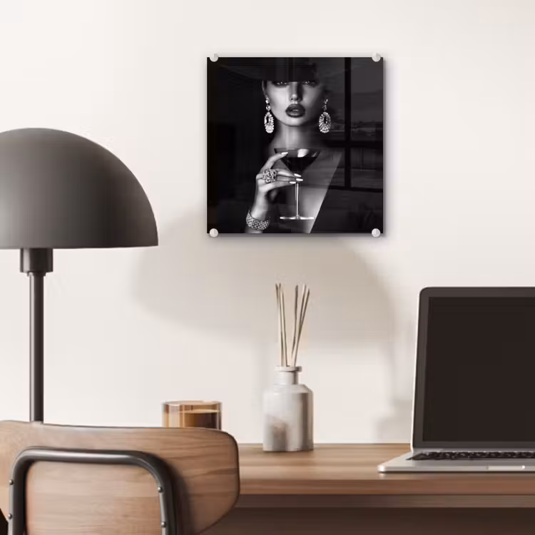 Glas schilderij - Vrouw - Cocktail - Chic — 7