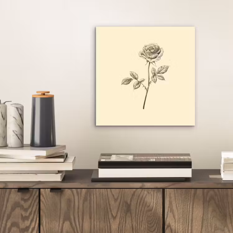 Aluminium schilderij - Illustratie - Zwart - Roos — 2
