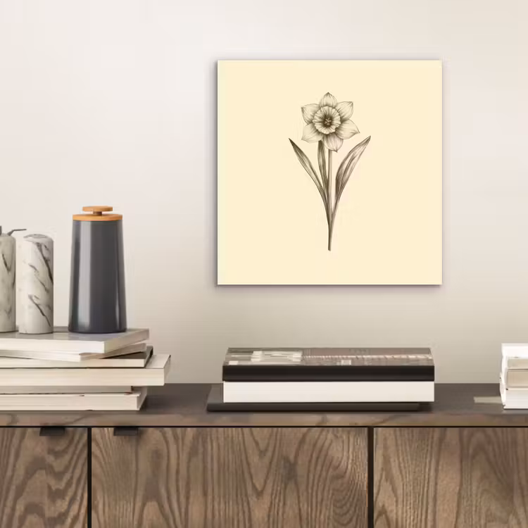 Aluminium schilderij - Zwart - Narcis - Illustratie — 2