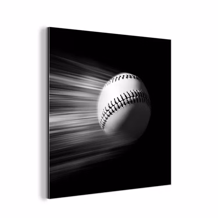 Aluminium schilderij - Honkbal - Wit - Vliegt