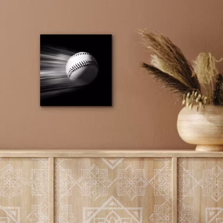 Aluminium schilderij - Honkbal in Beweging Zwart Wit — 5