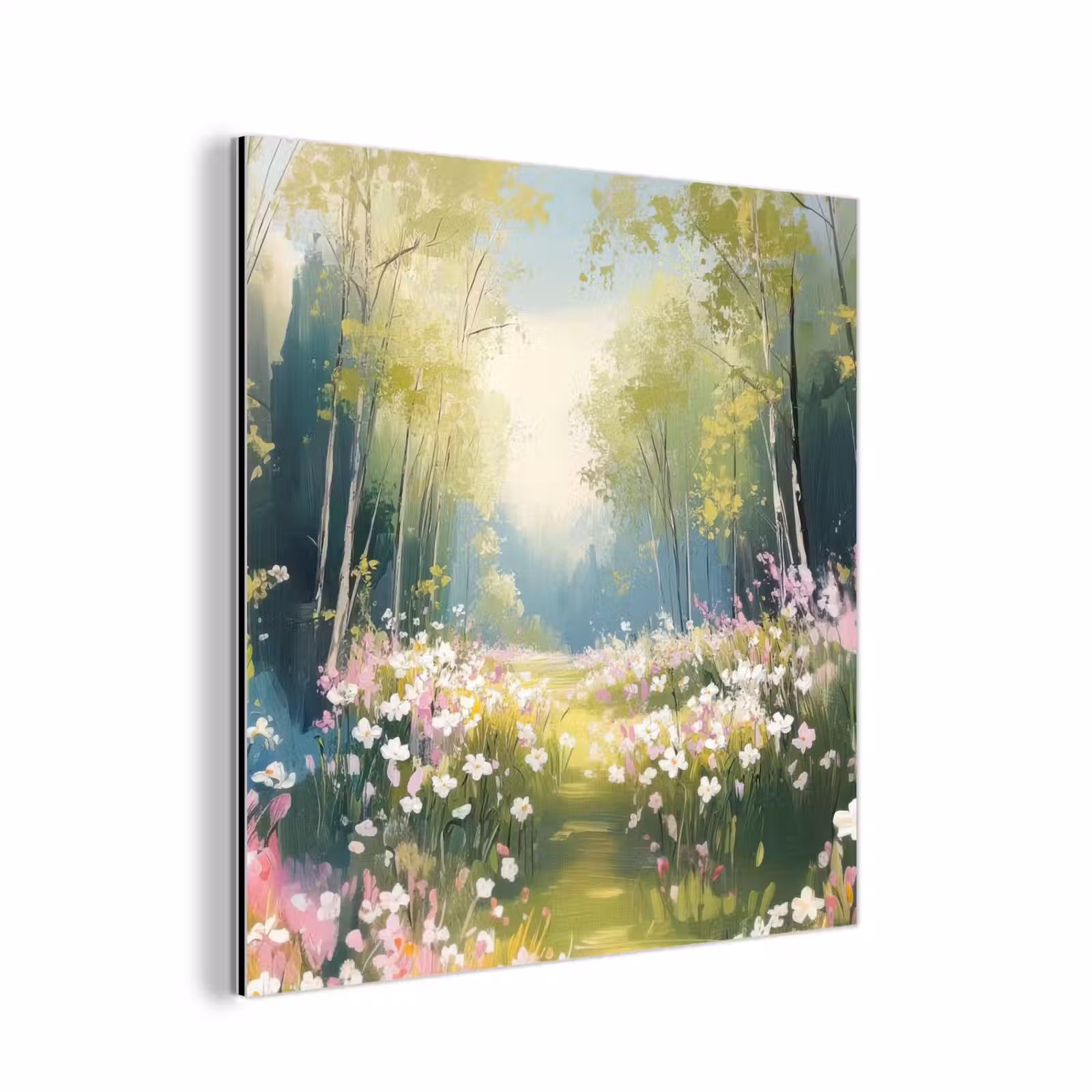 Aluminium schilderij - Bos - Schilderstijl - Kleurrijk — 1