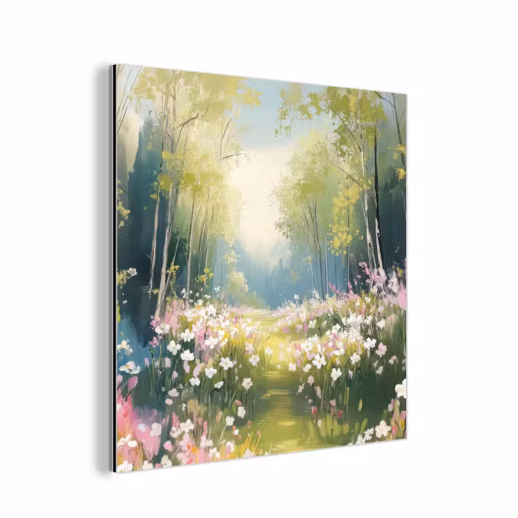 Aluminium schilderij - Bos - Schilderstijl - Kleurrijk — 1