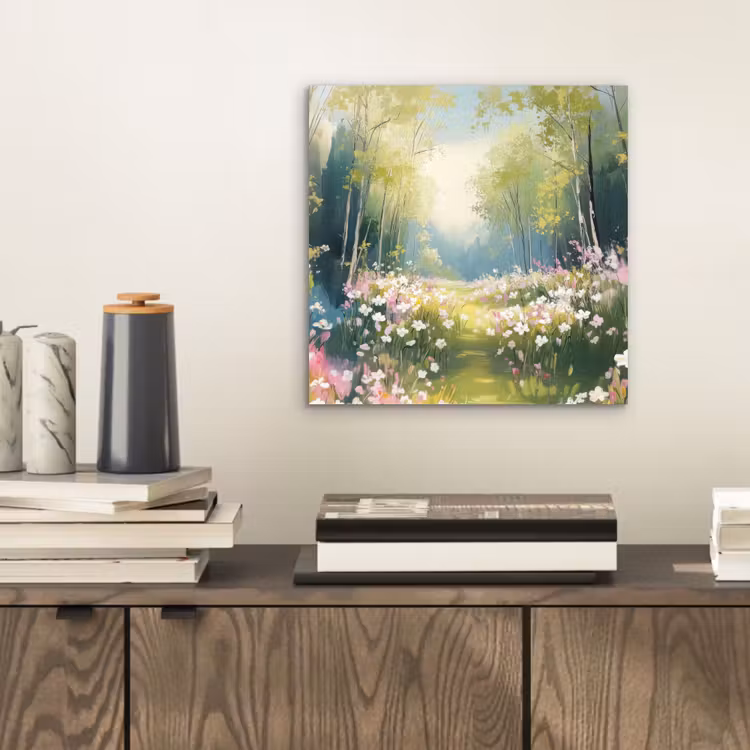 Aluminium schilderij - Bos - Schilderstijl - Kleurrijk — 2