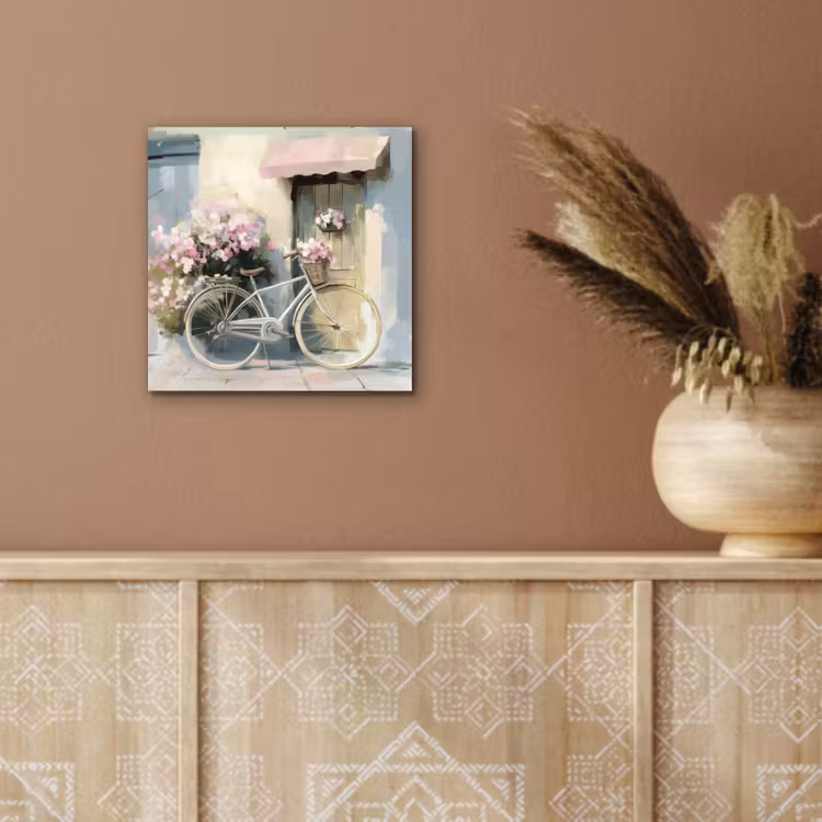 Aluminium schilderij - Fiets - Pastelkleuren - Bloemen — 5