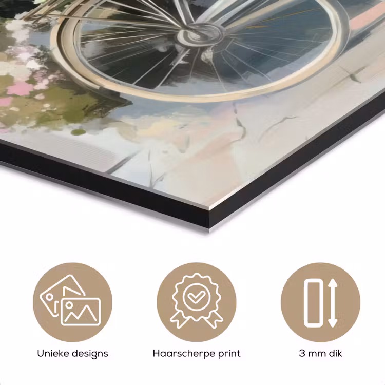 Aluminium schilderij - Fiets - Pastelkleuren - Bloemen — 7
