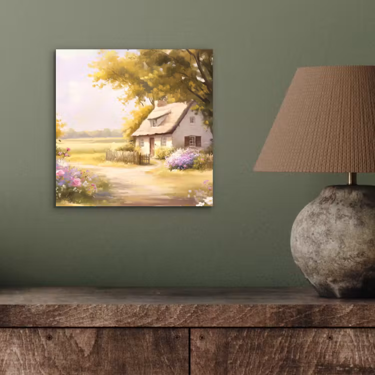 Aluminium schilderij - Huisje - Hout - Bloemen — 3