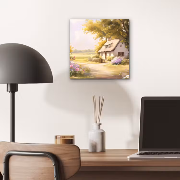 Aluminium schilderij - Huisje - Hout - Bloemen — 6