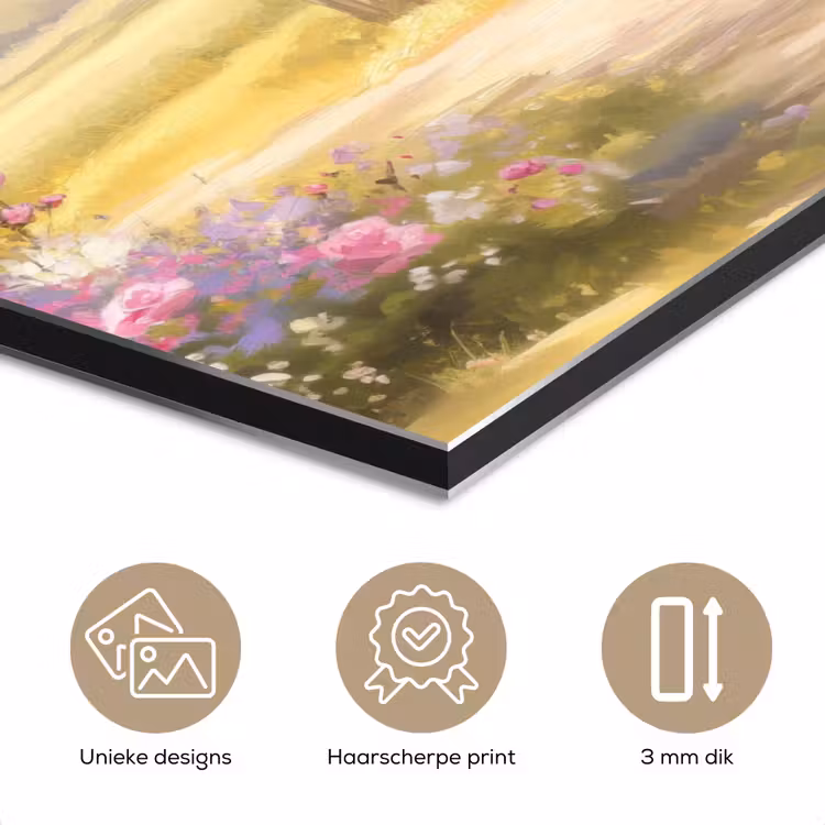 Aluminium schilderij - Huisje - Hout - Bloemen — 7