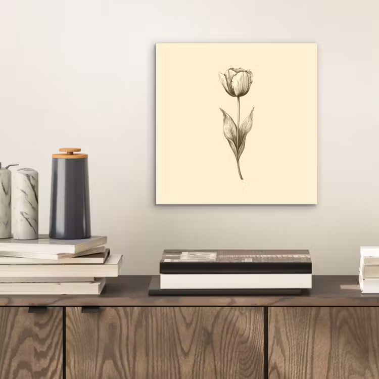 Aluminium schilderij - Illustratie - Tulp - Zwart — 2