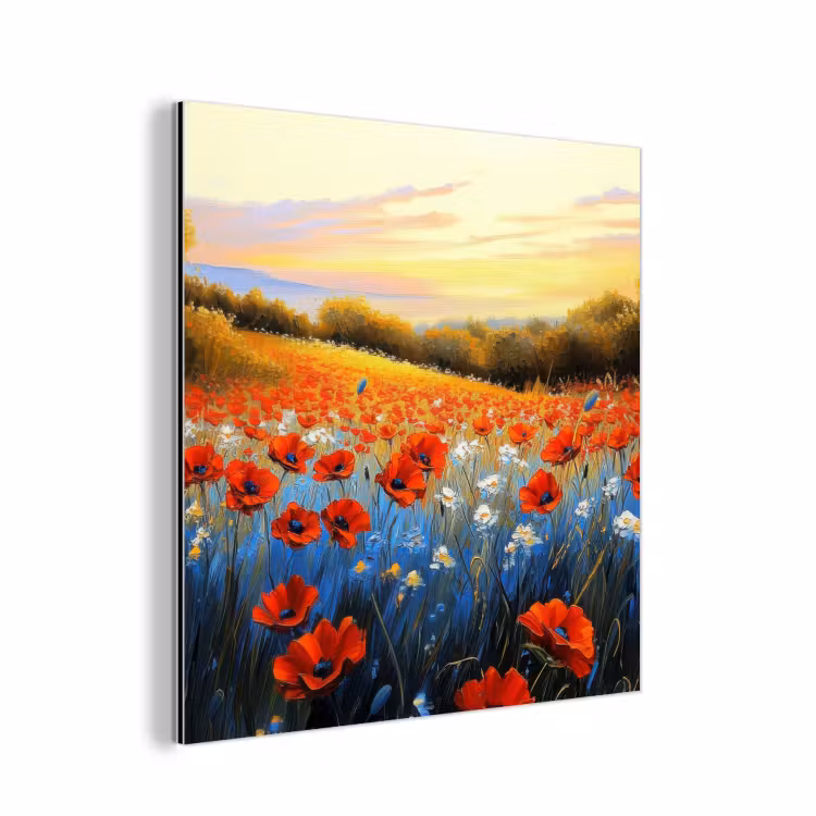 Aluminium schilderij - Klaproos - Bloemenveld - Kleurrijk — 1