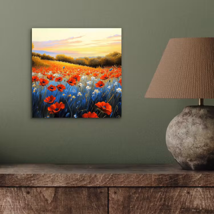 Aluminium schilderij - Klaproos - Bloemenveld - Kleurrijk — 3