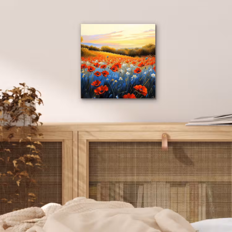 Aluminium schilderij - Klaproos - Bloemenveld - Kleurrijk — 4