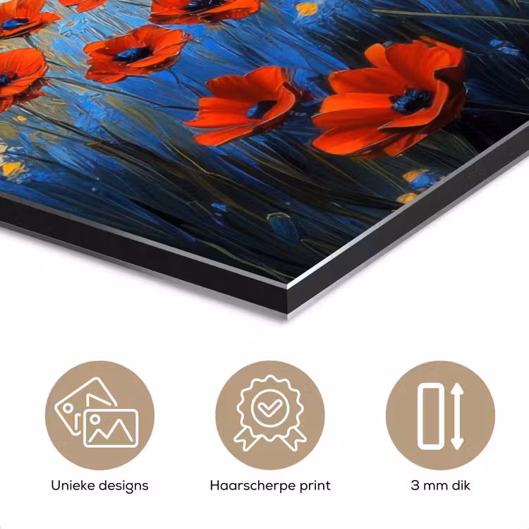 Aluminium schilderij - Klaproos - Bloemenveld - Kleurrijk — 7
