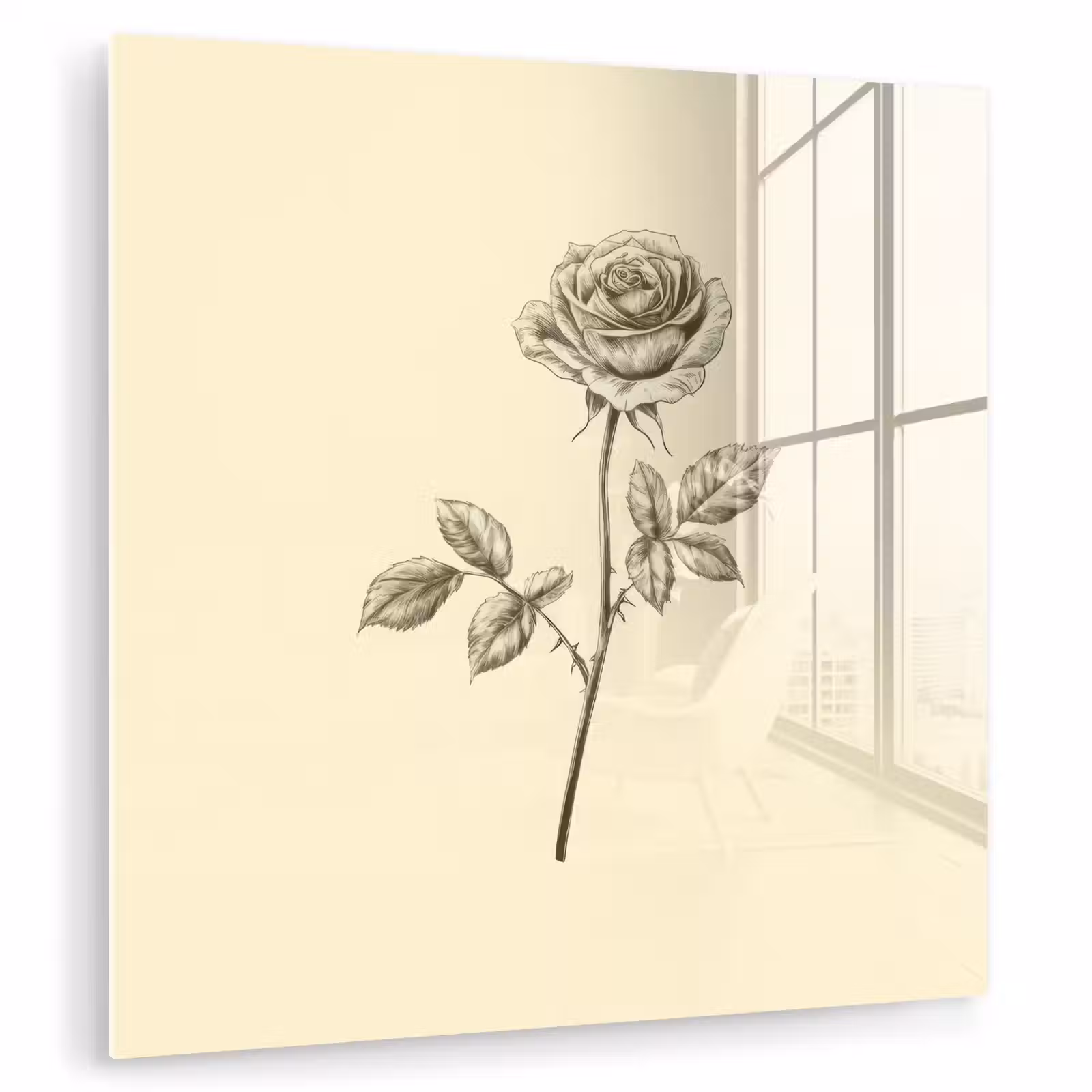 Glas schilderij - Illustratie - Zwart - Roos — 1