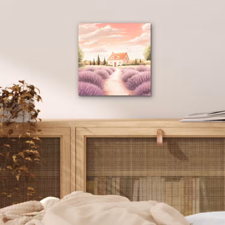 Aluminium schilderij - Lavendelveld - Huis - Paars — 4