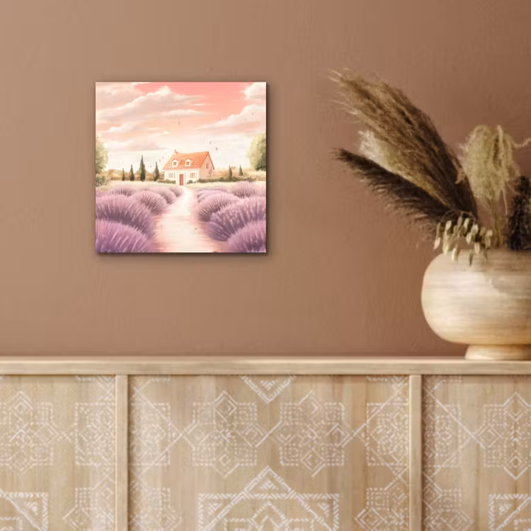 Aluminium schilderij - Lavendelveld - Huis - Paars — 5