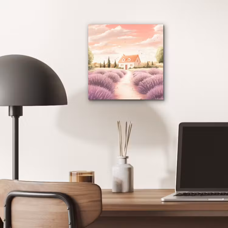Aluminium schilderij - Lavendelveld - Huis - Paars — 6