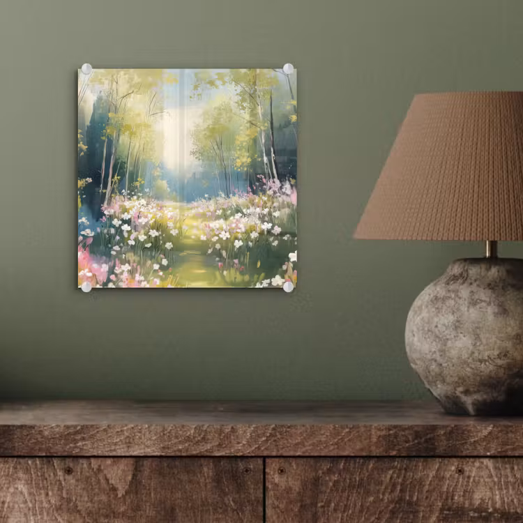 Glas schilderij - Bos - Schilderstijl - Kleurrijk — 4
