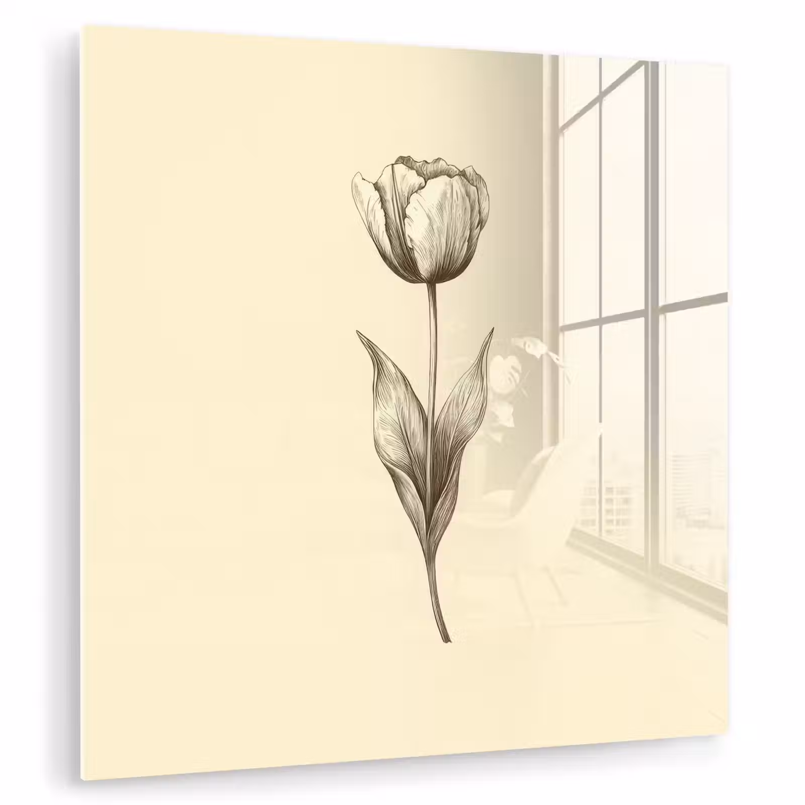Glas schilderij - Illustratie - Tulp - Zwart — 1