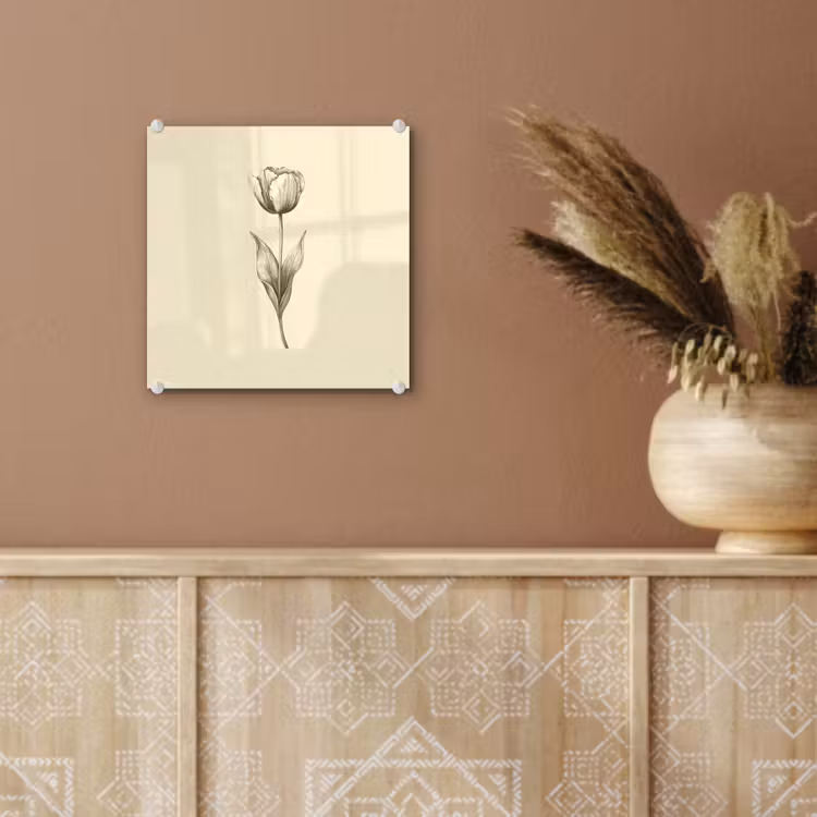 Glas schilderij - Illustratie - Tulp - Zwart — 6