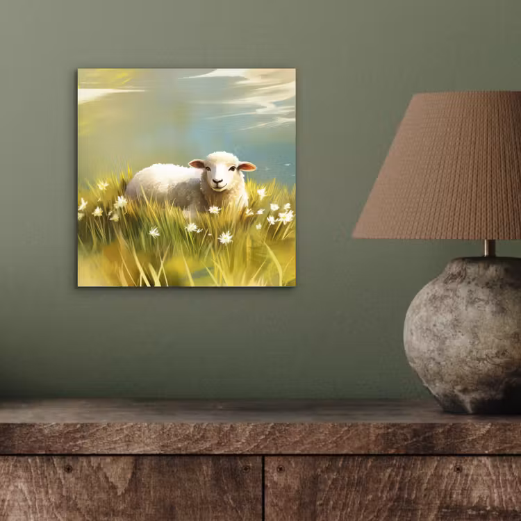 Aluminium schilderij - Schaap - Weide - Groen — 3