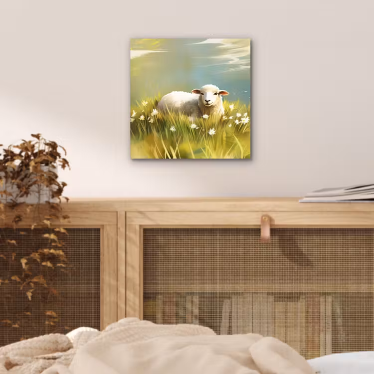 Aluminium schilderij - Schaap - Weide - Groen — 4