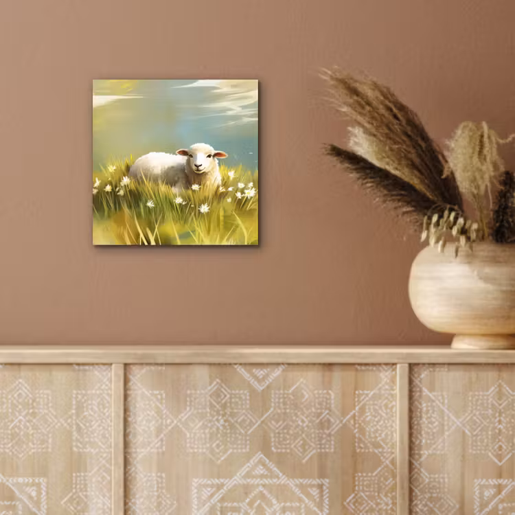 Aluminium schilderij - Schaap - Weide - Groen — 5