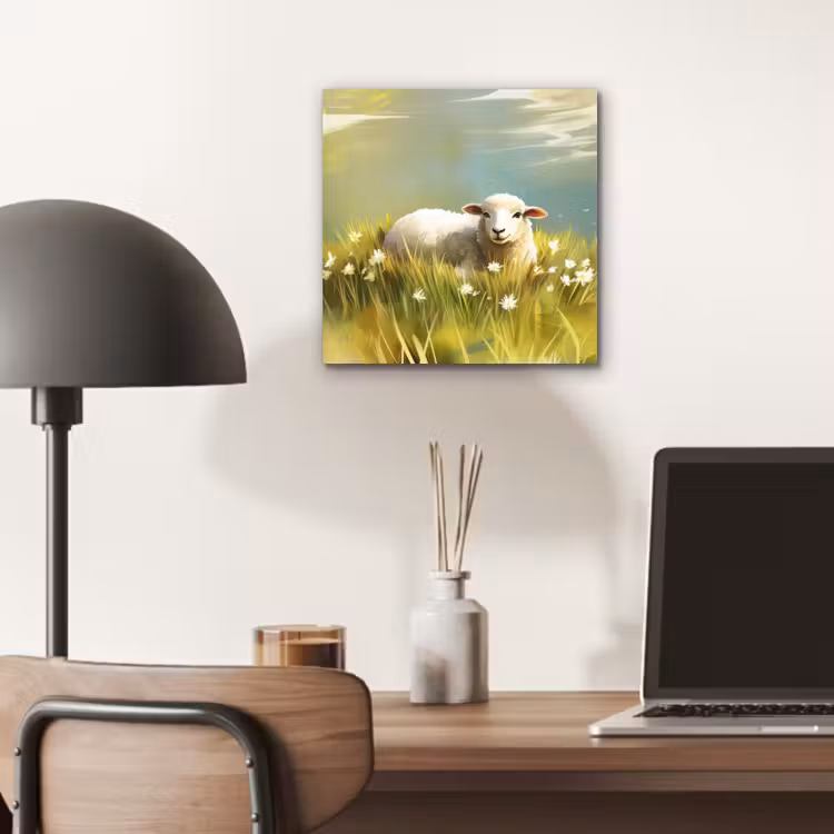 Aluminium schilderij - Schaap - Weide - Groen — 6