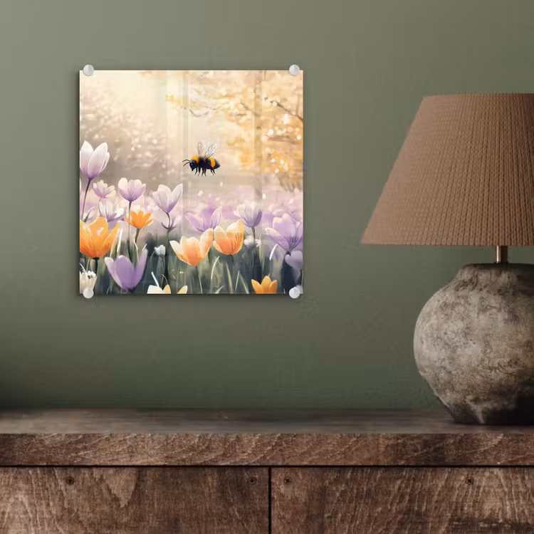 Glas schilderij - Viooltjes - bij - Zonlicht — 4