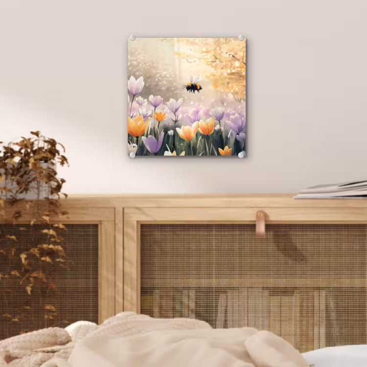 Glas schilderij - Viooltjes - bij - Zonlicht — 5