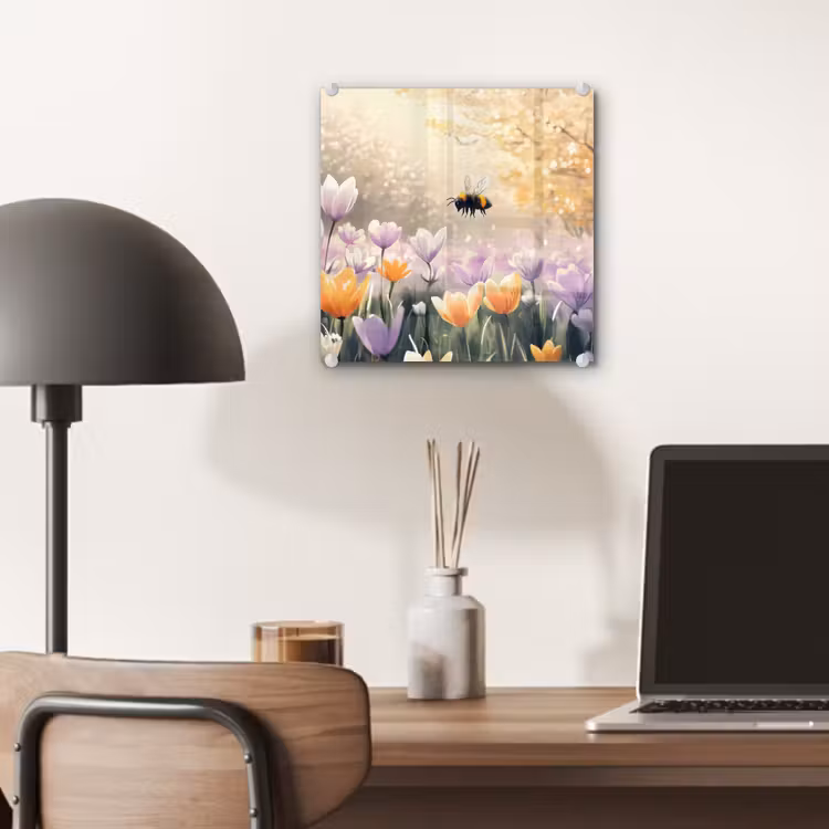 Glas schilderij - Viooltjes - bij - Zonlicht — 7