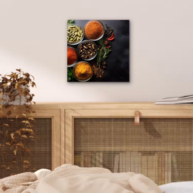 Aluminium schilderij - Glazen - Bakjes - Blaadjes - Kruiden — 4