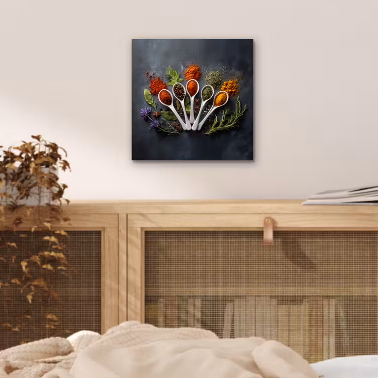 Aluminium schilderij - Lepels - Wit - Poeder - Kruiden — 4
