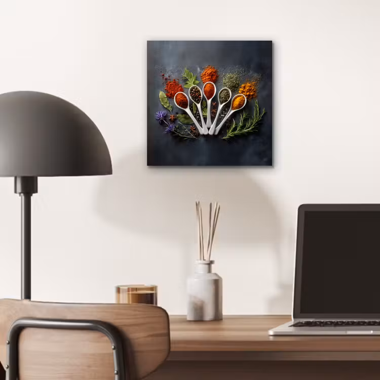 Aluminium schilderij - Lepels - Wit - Poeder - Kruiden — 6