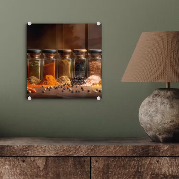 Glas schilderij - Potjes - Kruiden - Specerijen - Korrels — 4