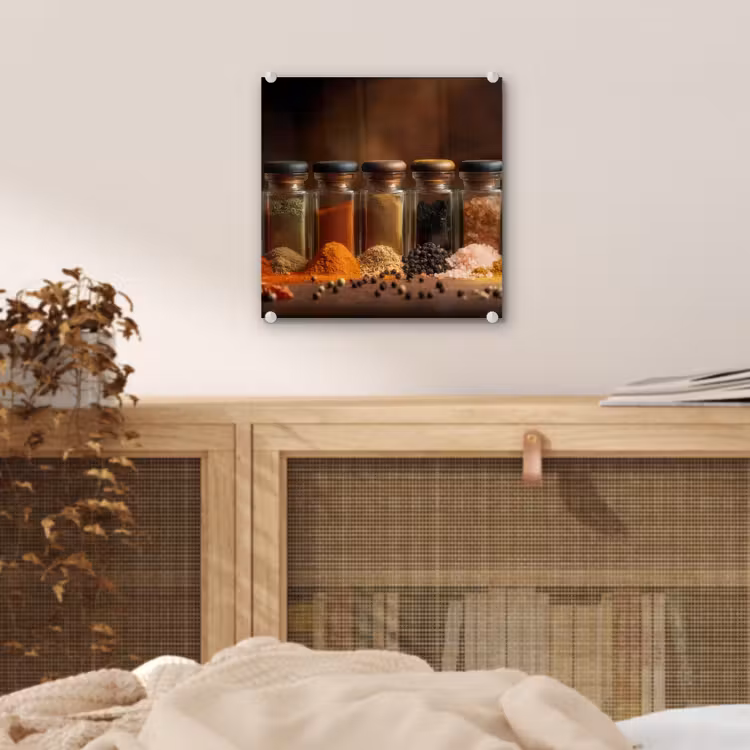 Glas schilderij - Potjes - Kruiden - Specerijen - Korrels — 5