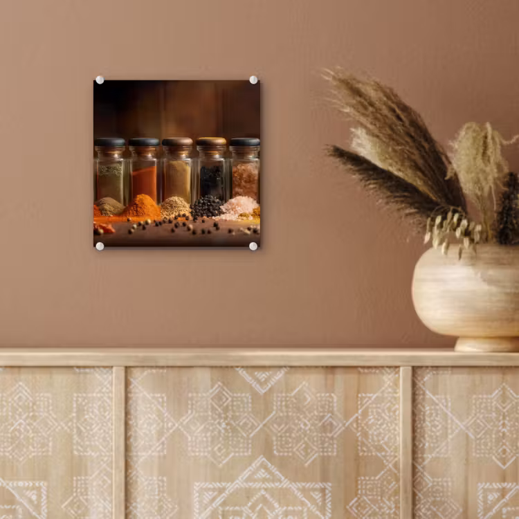 Glas schilderij - Potjes - Kruiden - Specerijen - Korrels — 6